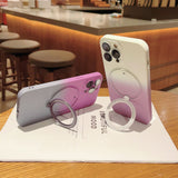 Gradient Glow Silicone Phone Case with Built-in Stand and Magnetic Charging
